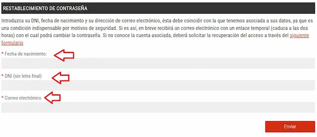 recuadro restablecer contraseña confederación sindical comisiones obreras