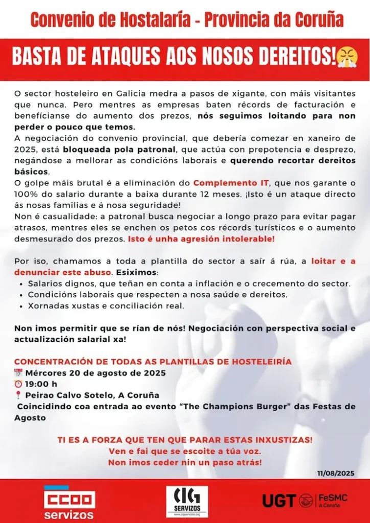 Convenio A Coruña Lucha Hosteleria Melia CCOO